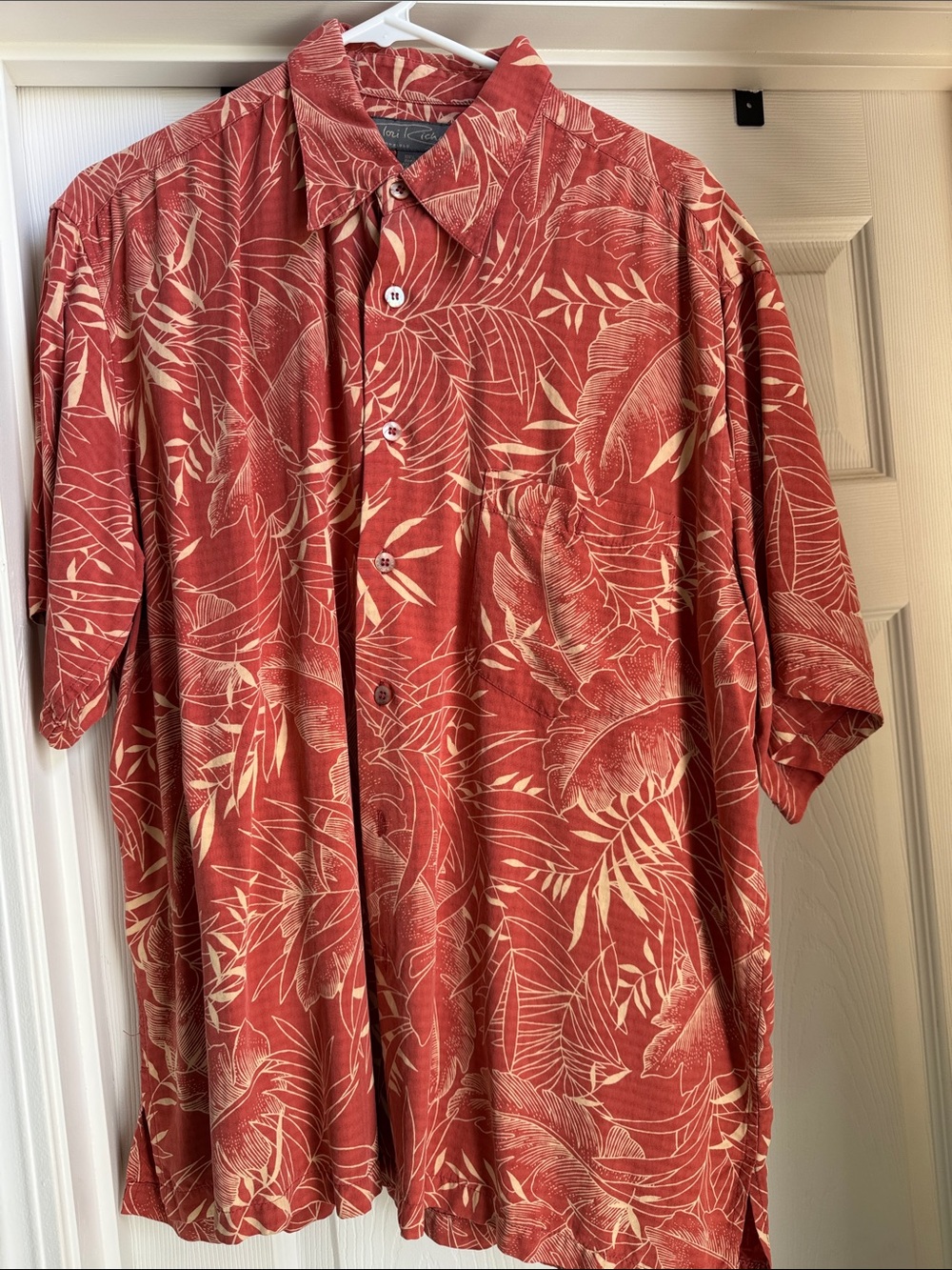 Tori Richard Rust-Red Tropical Print Short-Sleeve Shirt